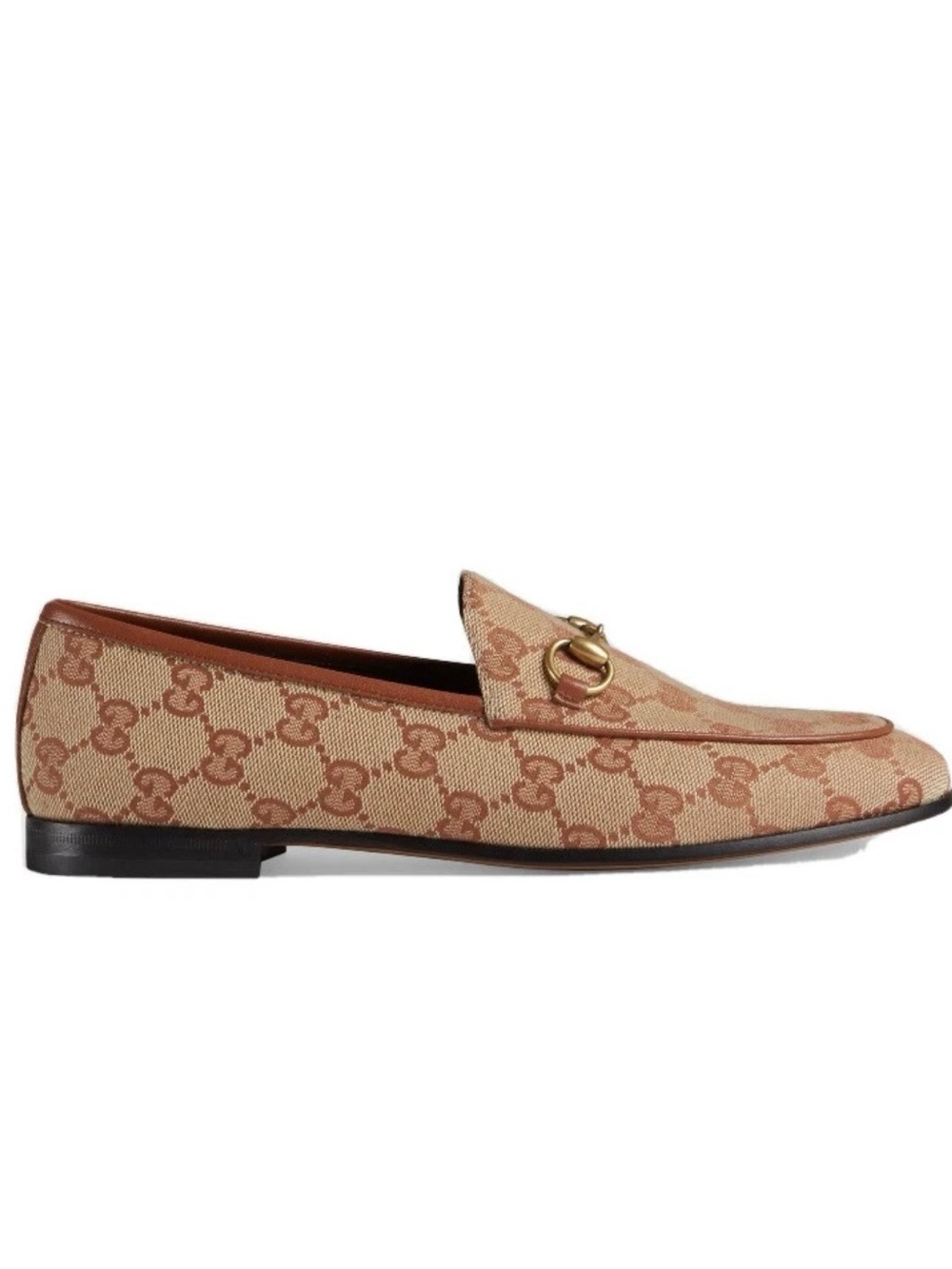 Gucci Jordaan GG Monogram Horsebit Tan Loafers 39.5